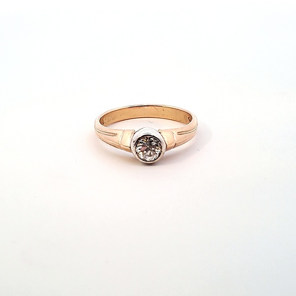 Starožitný zlatý prsten s diamantem 0,52 ct, Rakousko-Uhersko, vel. 58