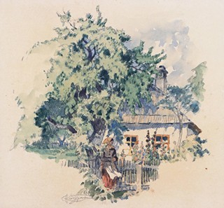 Adolf Kašpar (1877 - 1934) - Děvče u chalupy