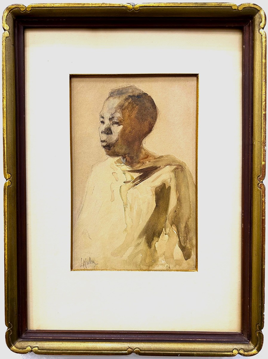Ludvík Kuba (1863 - 1956) - Portrét Tibeťana- původní Eckův rám