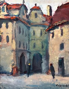 Arnošt Folprecht (1902 - 1977) - Ulička u Týnského chrámu