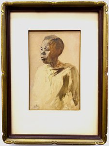 Ludvík Kuba (1863 - 1956) - Portrét Tibeťana- původní Eckův rám
