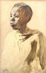 Ludvík Kuba (1863 - 1956) - Portrét Tibeťana- původní Eckův rám