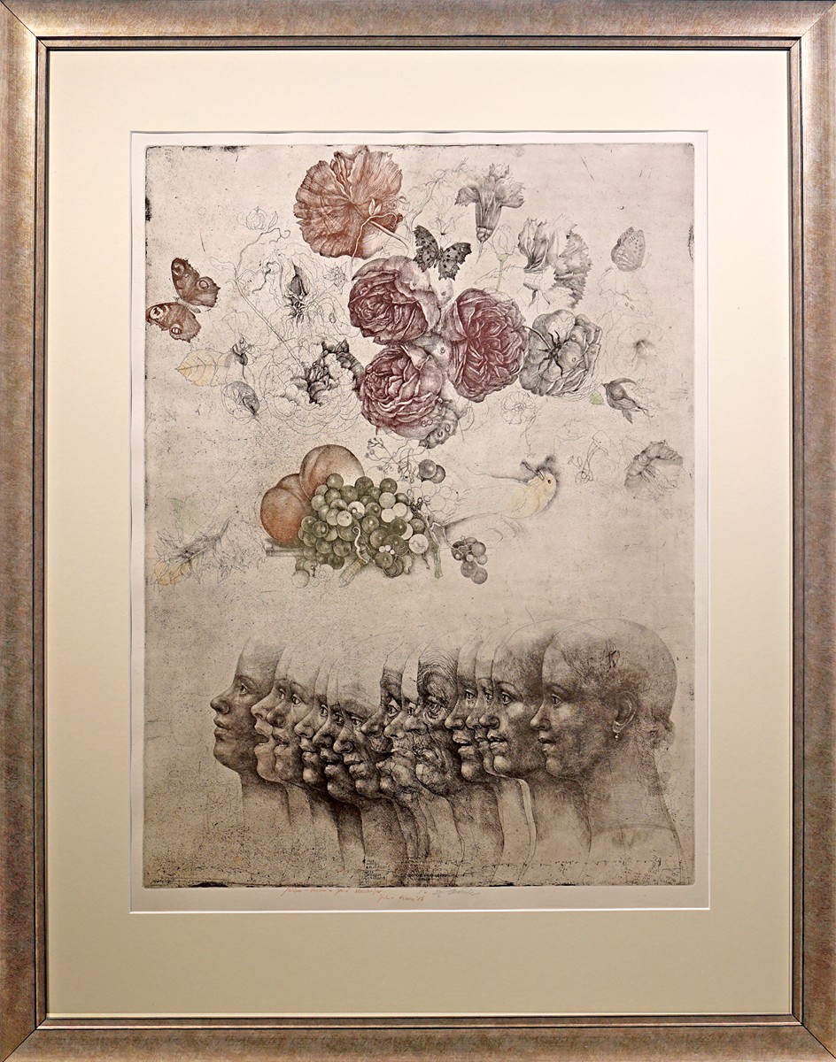 Jiří Anderle (1936) - Dívka, květiny, plody, slavík a motýli