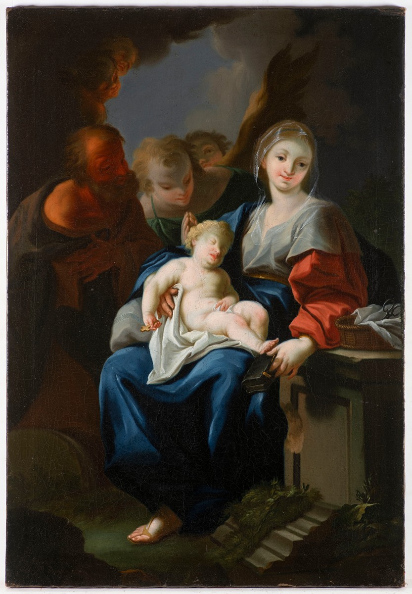 18/19 th century  Austrian Painter 
The Holy Family with the sleeping Christ Child