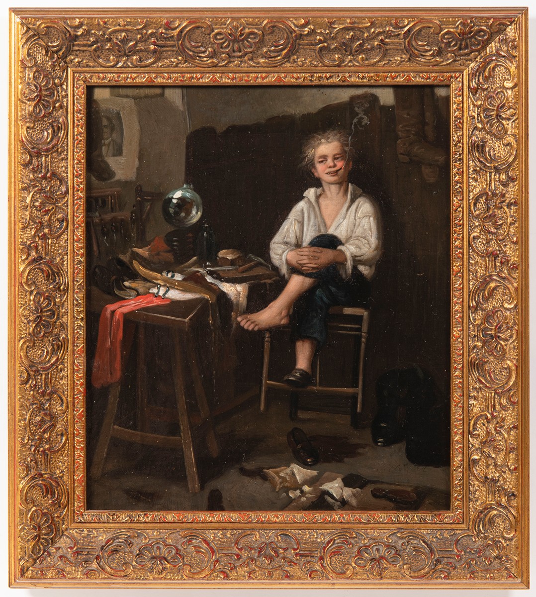 Christian Ludwig Bokelmann (1844 1894), Attributed 
Cobbler's Workshop