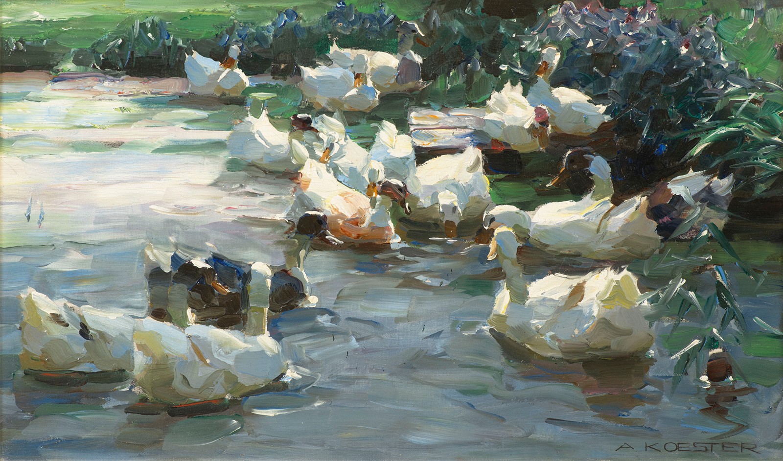 Alexander Koester (1864–1918) Ducks on a pond - Spring auction of Old ...