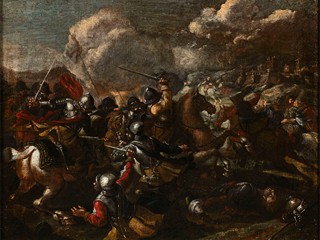 Antonio Calza (1658-1725) , Attributed 
Cavalry battle