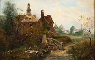 Barbarini, Emil (1835 1930 .) 
Church in the landscape