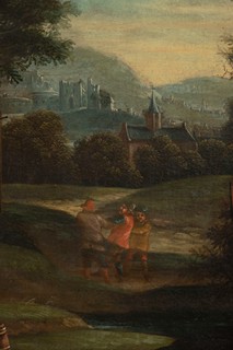 Flemish painter, 17th century,
Peasants drink in front of a tavern