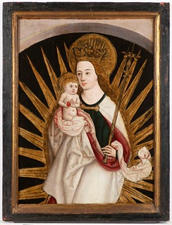 Swabia around 1520 
Madonna with the infant Jesus in a halo.