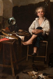 Christian Ludwig Bokelmann (1844 1894), Attributed 
Cobbler's Workshop