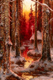 Julius Sergius von Klever (1850–1924)
Forest in winter at sunset