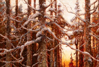 Julius Sergius von Klever (1850–1924)
Forest in winter at sunset