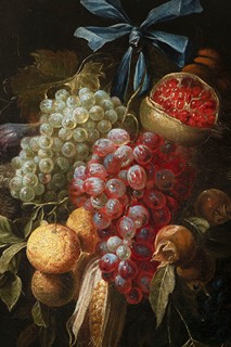 David de Heem (1663-1701) - attributed to
Festoon with Grapes, Corn, Pomegranate and Citrus Fruits