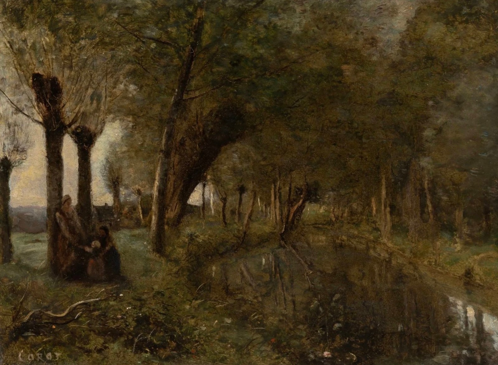 Jean Baptiste Camille Corot (1796 - 1875) - Rivière avec des saules