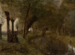 Jean Baptiste Camille Corot (1796 - 1875) - Rivière avec des saules