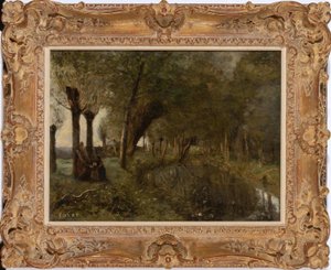 Jean Baptiste Camille Corot (1796 - 1875) - Rivière avec des saules