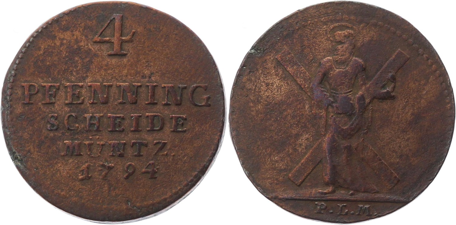 German States Brunswick-Luneburg-Calenberg-Hannover 4 Pfennig 1794 PLM