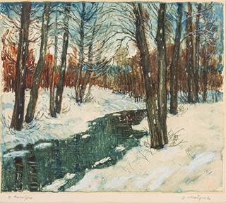 Oskar Matýsek (1885–?) - Potůček v zasněženém lese