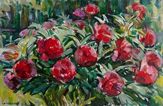 Julie Winterová Mezerová (1893 - 1980) - Červené pivoňky (VELKÝ FORMÁT)