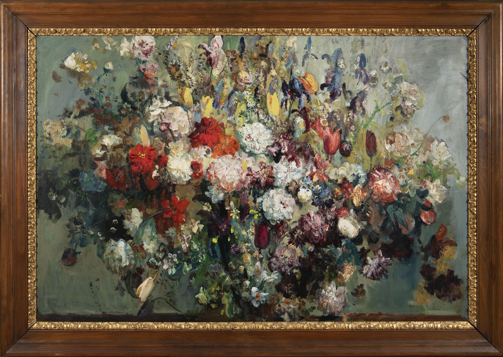 OLDŘICH BLAŽÍČEK 1887 - 1953 - PESTROBAREVNÁ KYTICE Z JARNÍCH KVĚTIN
