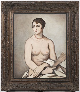 JAROSLAV VERIS ZAMAZAL 1900 - 1983 - AKT S VĚJÍŘEM