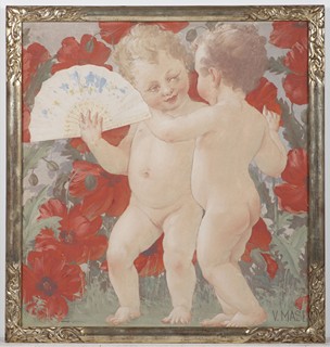 KAREL VÍTĚZSLAV MAŠEK 1865 - 1927 - DĚTI V KVĚTECH MÁKU