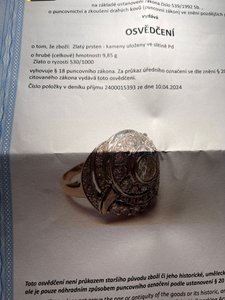 Prsten s diamanty | Art deco | Československo 1930 PRAHA | 3,35ct.