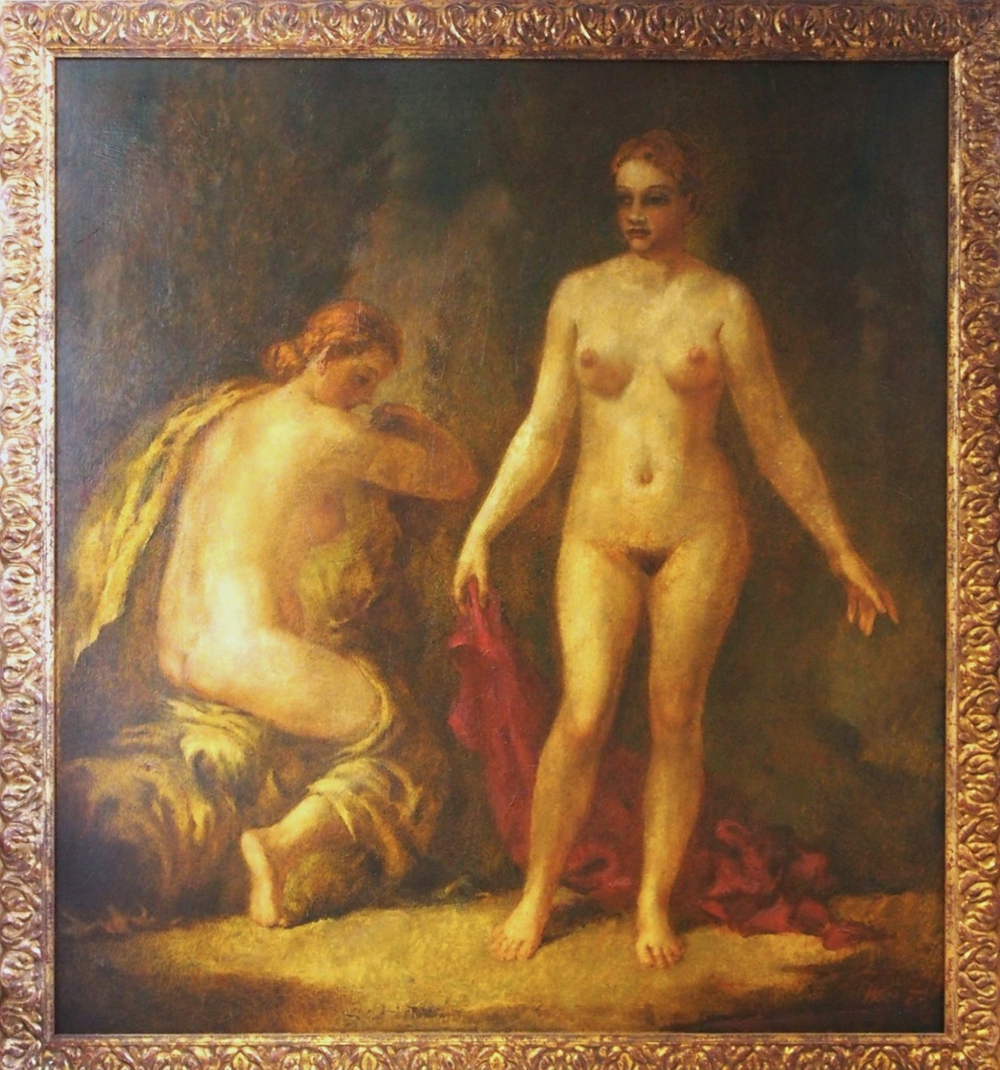 Hubert Kovařík (1888 - 1948) - MLADÉ ŽENY I 136x126 cm I olej na překližce I velkoformátový obraz I štítky z výstav I