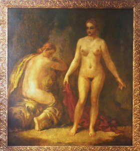 Hubert Kovařík (1888 - 1948) - MLADÉ ŽENY I 136x126 cm I olej na překližce I velkoformátový obraz I štítky z výstav I