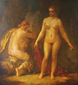Hubert Kovařík (1888 - 1948) - MLADÉ ŽENY I 136x126 cm I olej na překližce I velkoformátový obraz I štítky z výstav I