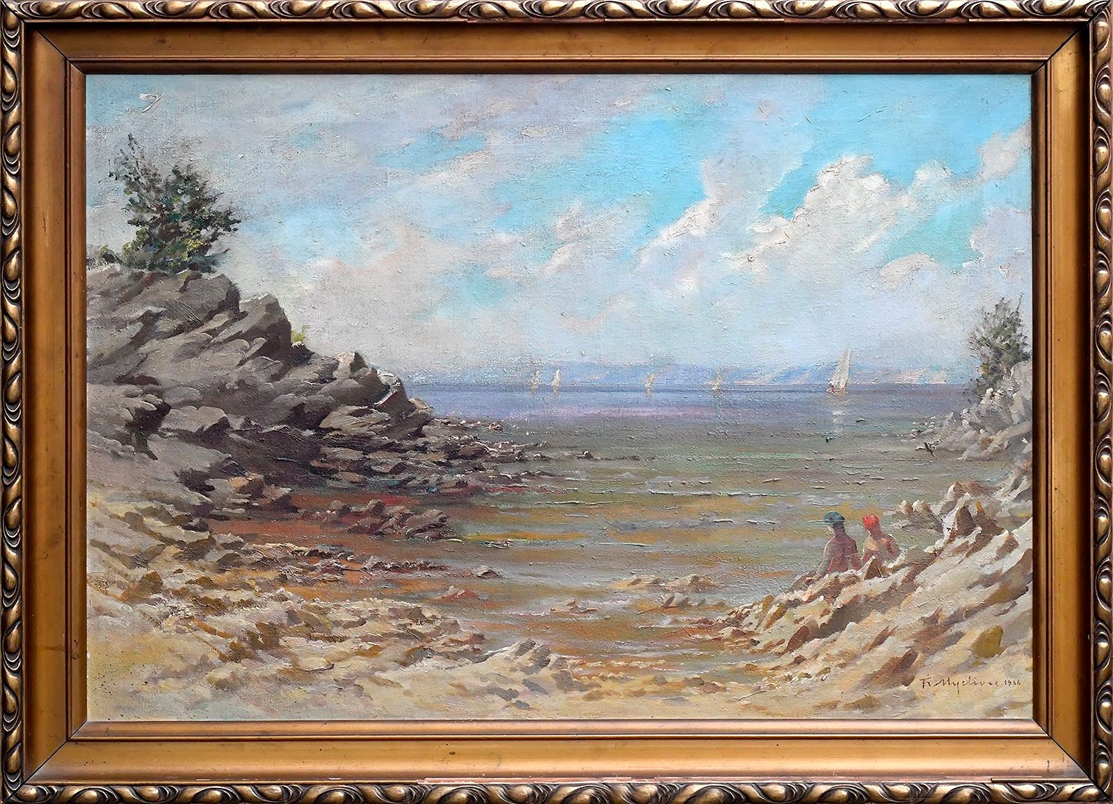Myslivec František (1890-1965) - Dvojice pozorující plachetnice na moři