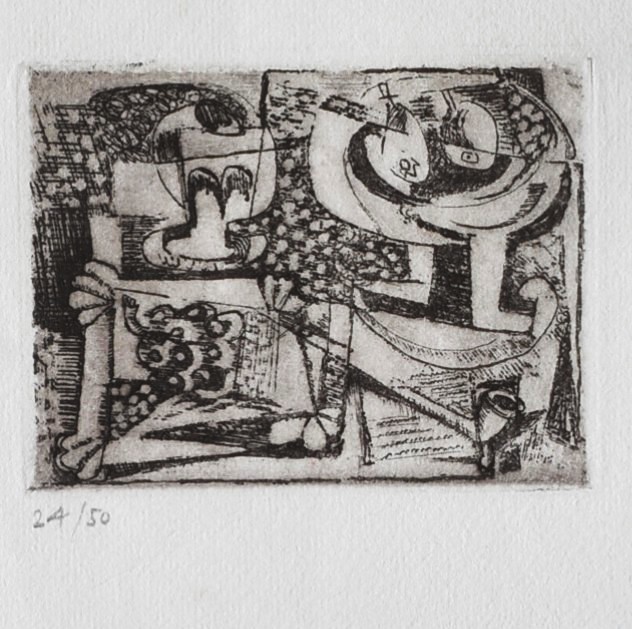 FILLA Emil (1882-1953) - Zátiší s podnosem, sklenicí, dýmkou a hrozny