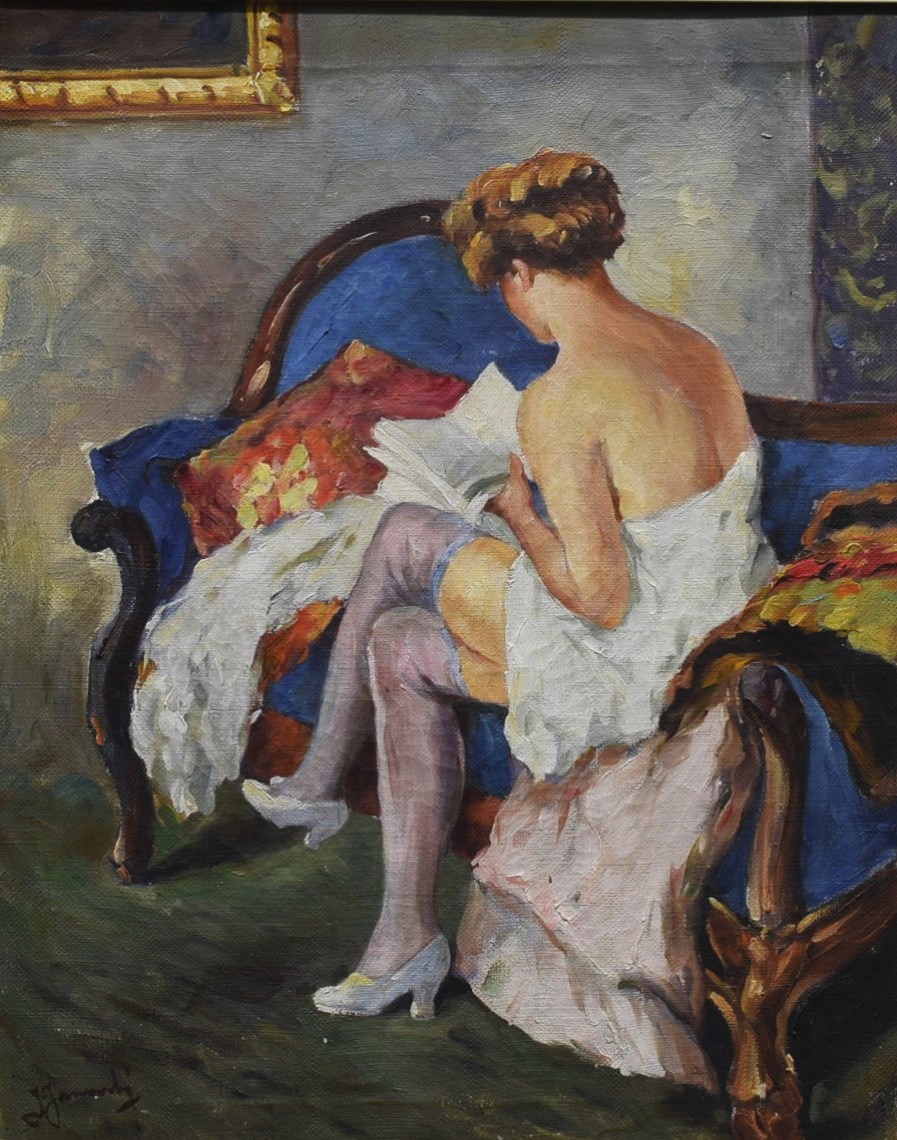 JANOVSKÝ Jan Karel (1869-1931) - V dívčím budoáru