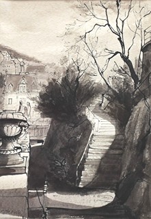 KOUTSKÝ Vladimír (1919-1973) - Motiv z Karlových Varů roku 1963