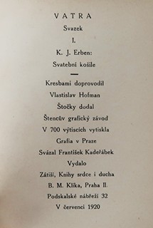 Bibliofilie - K.J. Erben, Svatební košile