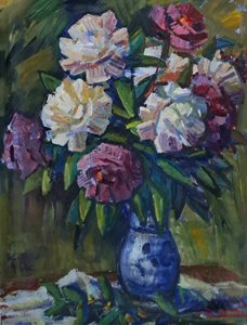 František Bukáček (1910 - 1988) - Kytice bílých a růžových růží