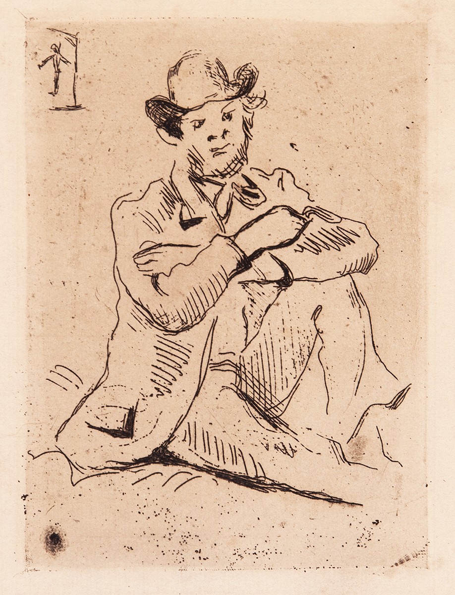 Paul Cézanne - Portrét malíře Armanda Guillaumina s oběšeným mužem