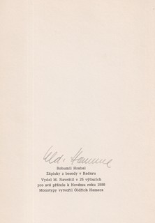 Bohumil Hrabal (1914 - 1997) - Hovory lidí, Zápisky z besedy Radaru