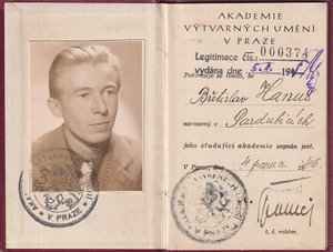 Otakar Španiel (1881 - 1955) - Studentská legitimace Břetislava Hanuše