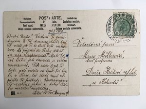 Alšová Marie - Podpis na  pohlednici s dalším textem