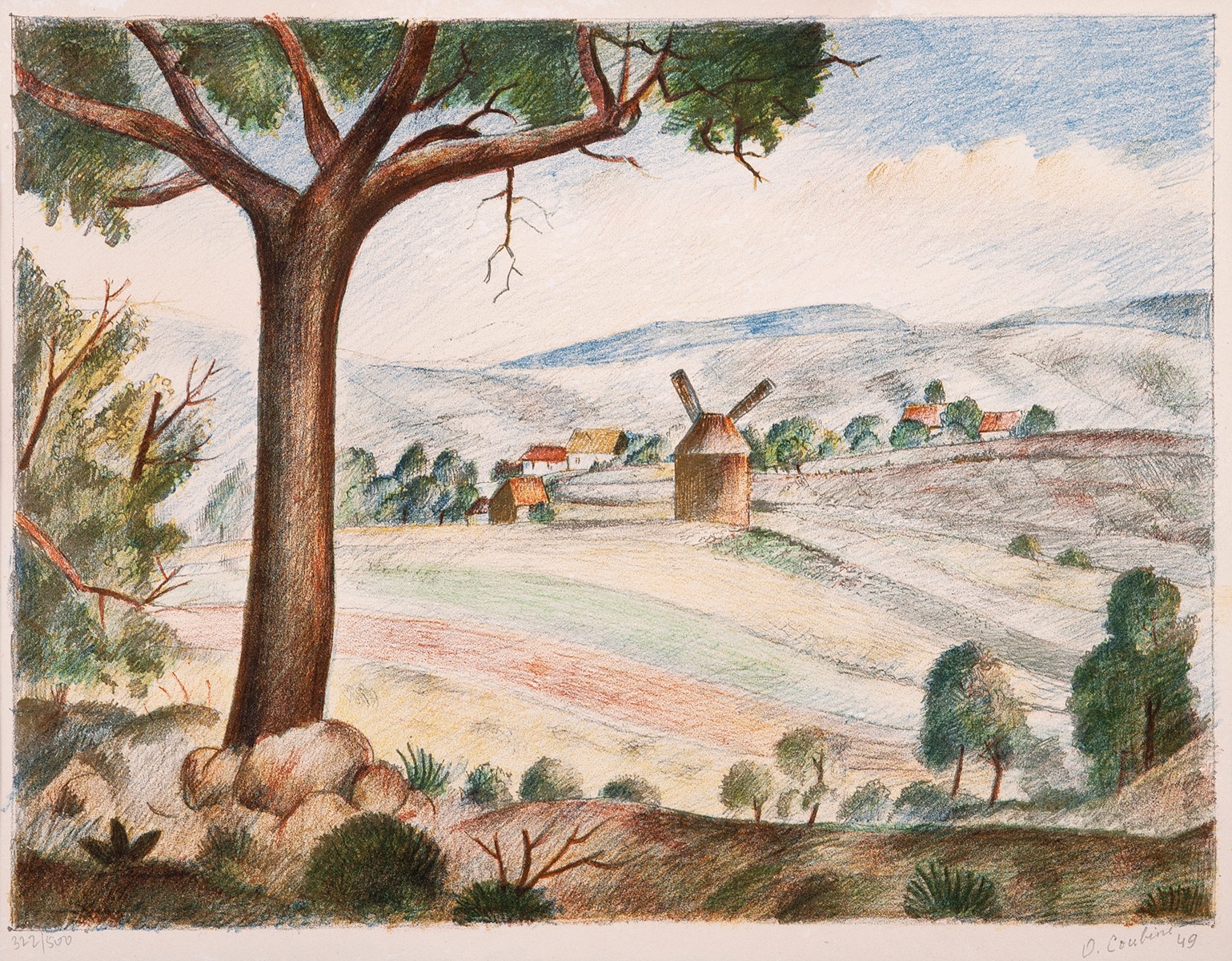Otakar (Othon) Kubín (Coubine) (1883 - 1969) - Větrný mlýn v Kořenci