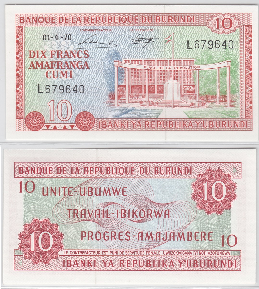 Burundi 10 Francs 1970