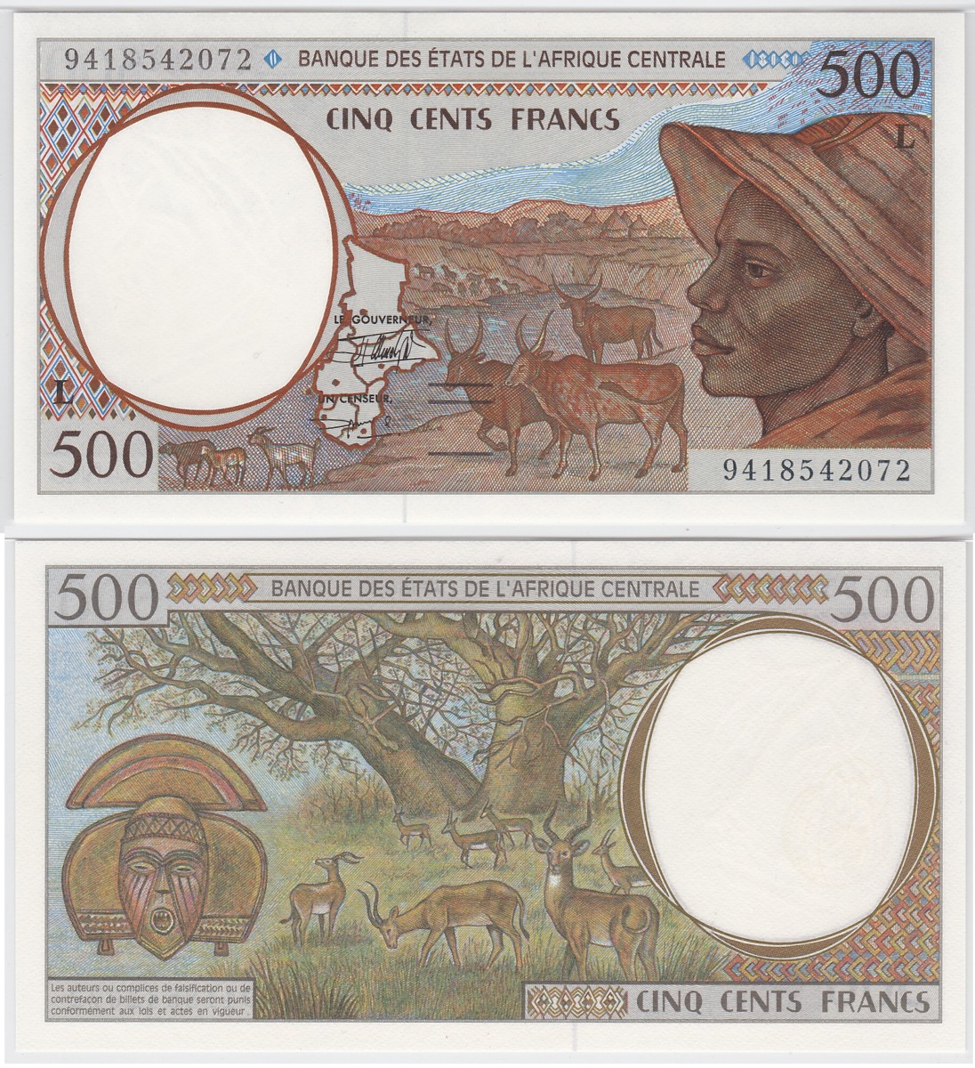 Central African States 500 Francs 1993-2000