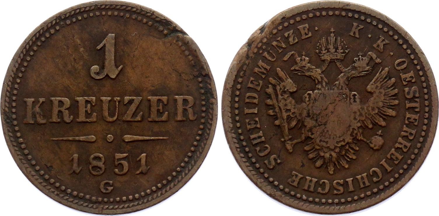 Austria 1 Kreuzer 1851 G