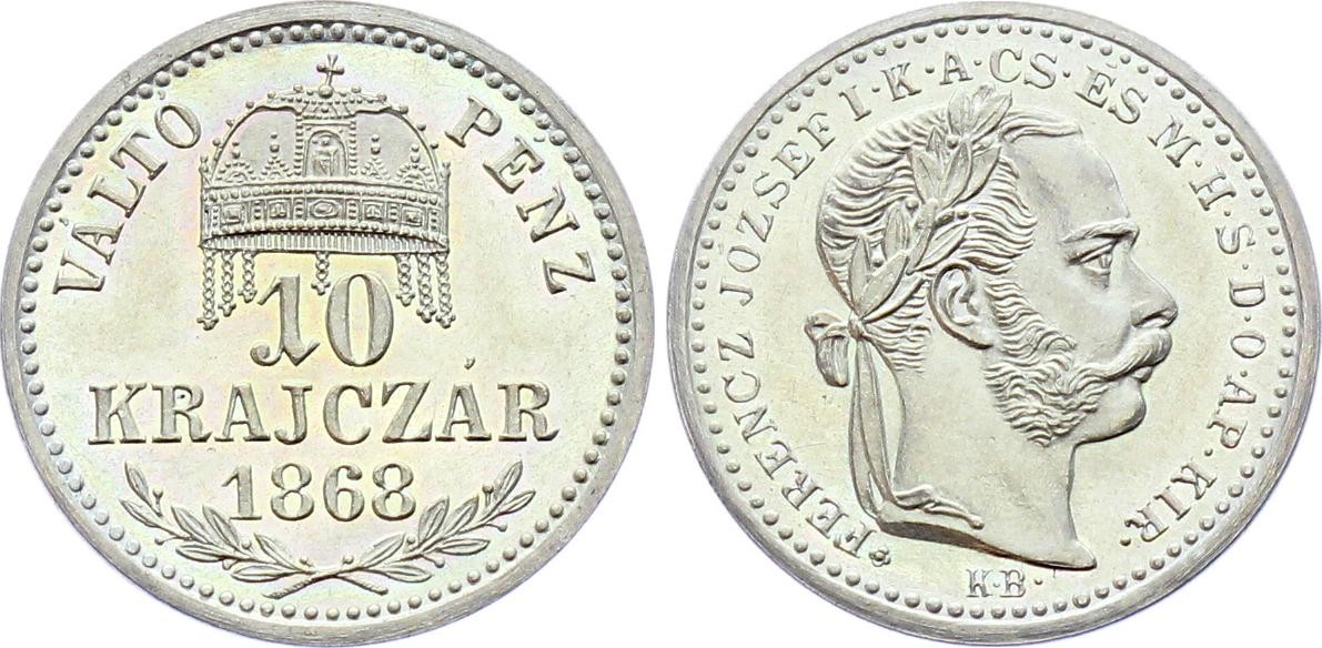 Hungary 10 Krajczar 1868 Artex Restrike