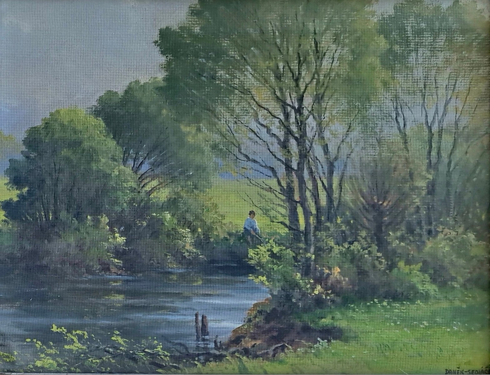 František Daněk Sedláček (1892 - 1974) - Rybář u řeky