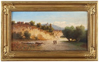 Julius Eduard Mařák (1832 - 1899) - Krajina s písčitou strání a figurální stafáží