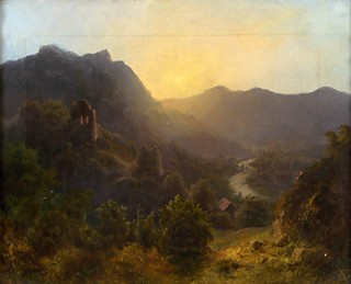 August Bedřich Piepenhagen (1791 - 1868) - Horské údolí při západu slunce