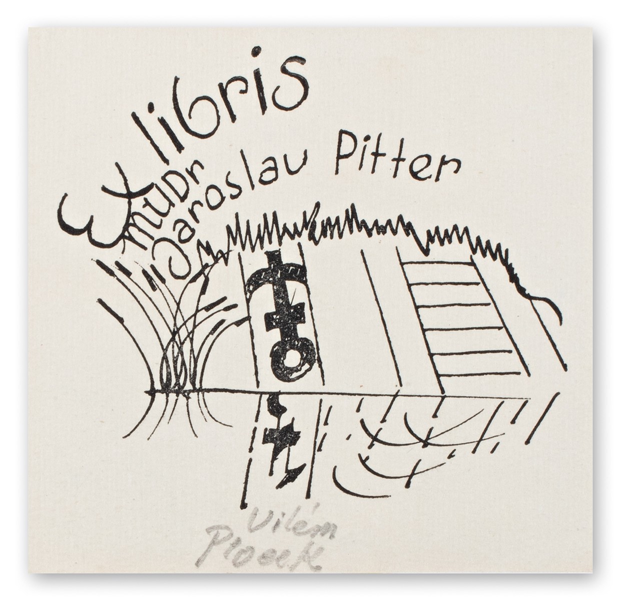 Plocek Vilém (1905-2001) - Ex libris MUDr. Jaroslav Pitter